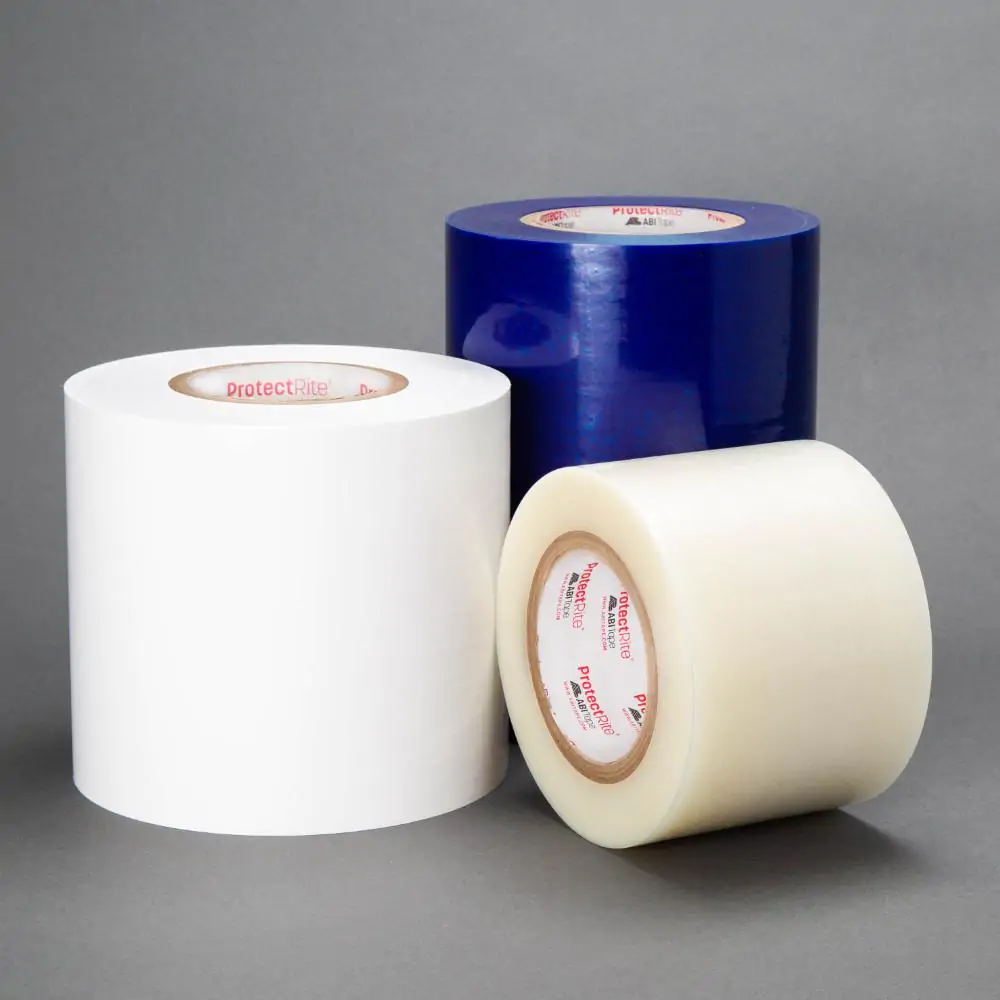 7201 protection film rolls in clear, white and blue.